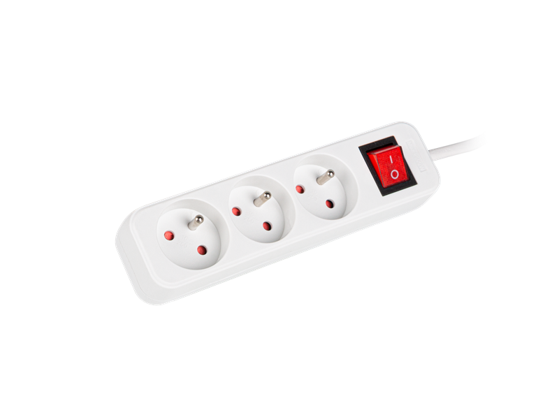 Multiprise blanche 3 prises + 2 ports USB avec interrupteur 1.50 mètre